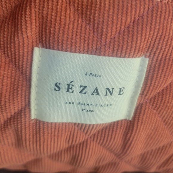 Sezane France Quilted Rust Orange Cosmetic Case Bag Lifestyle Sustainable Paris - Picture 6 of 11